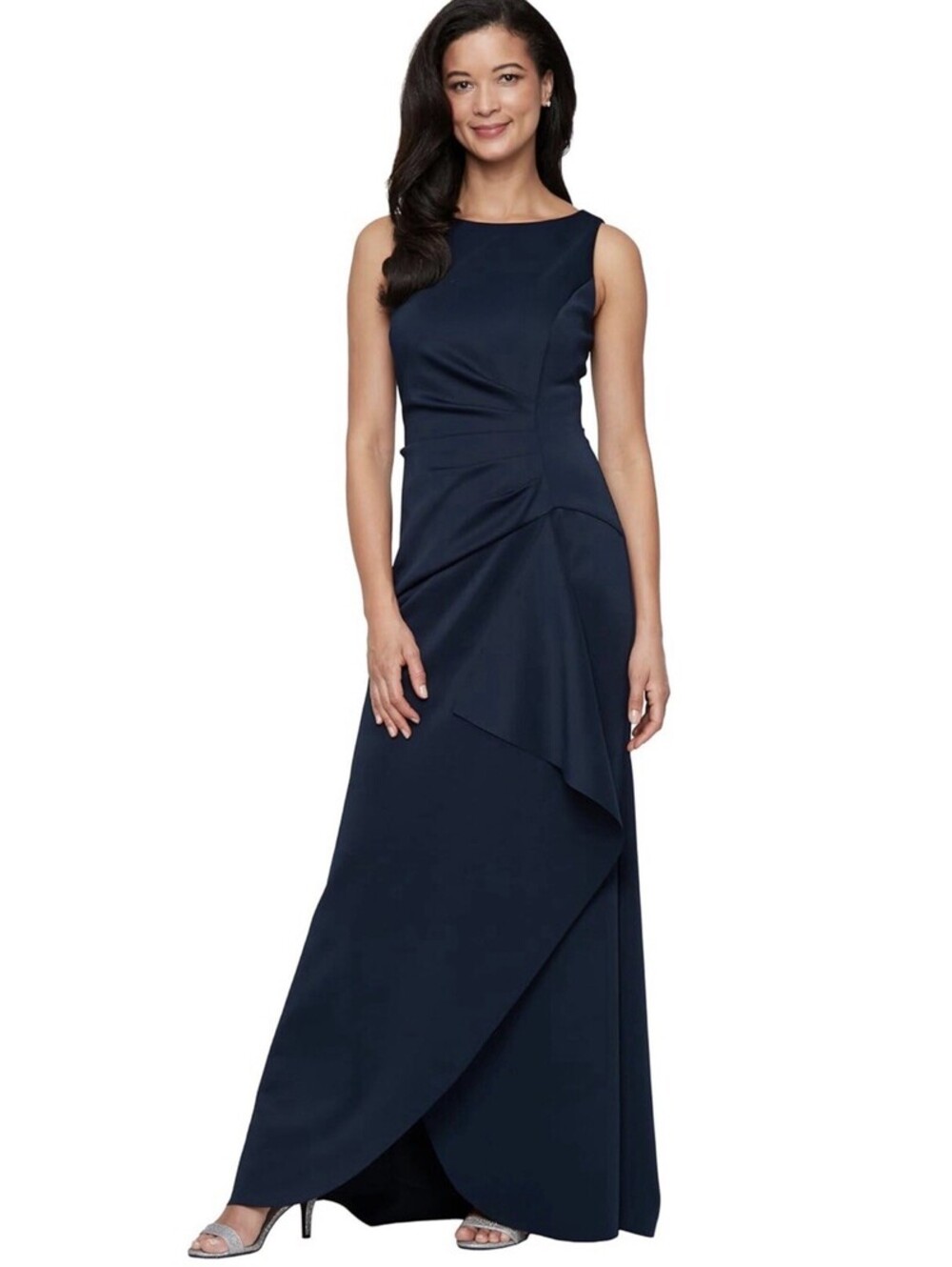 Alex Evenings Sleeveless Stretch Scuba Crepe Gown Size 10P Navy NWT $140